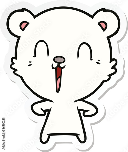 sticker of a happy cartoon polar bear