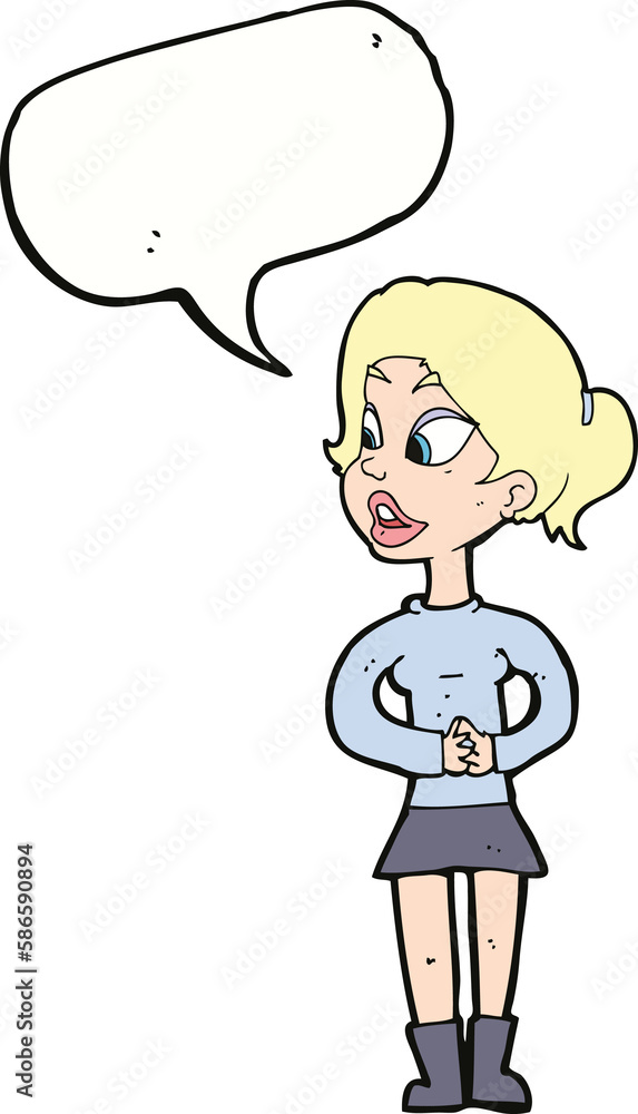 cartoon girl talking with speech bubble cartoon girl talking with speech bubble
