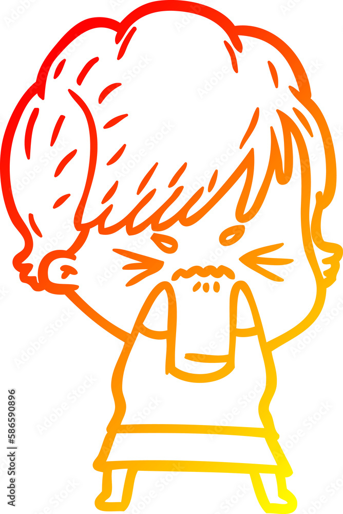 warm gradient line drawing cartoon frustrated woman warm gradient line drawing cartoon frustrated woman