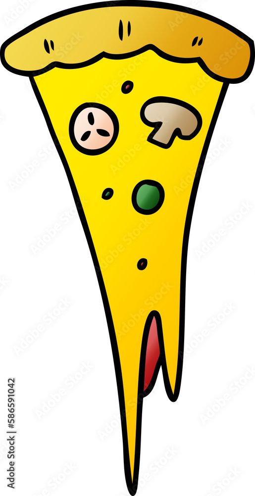 gradient cartoon doodle of a slice of pizza
