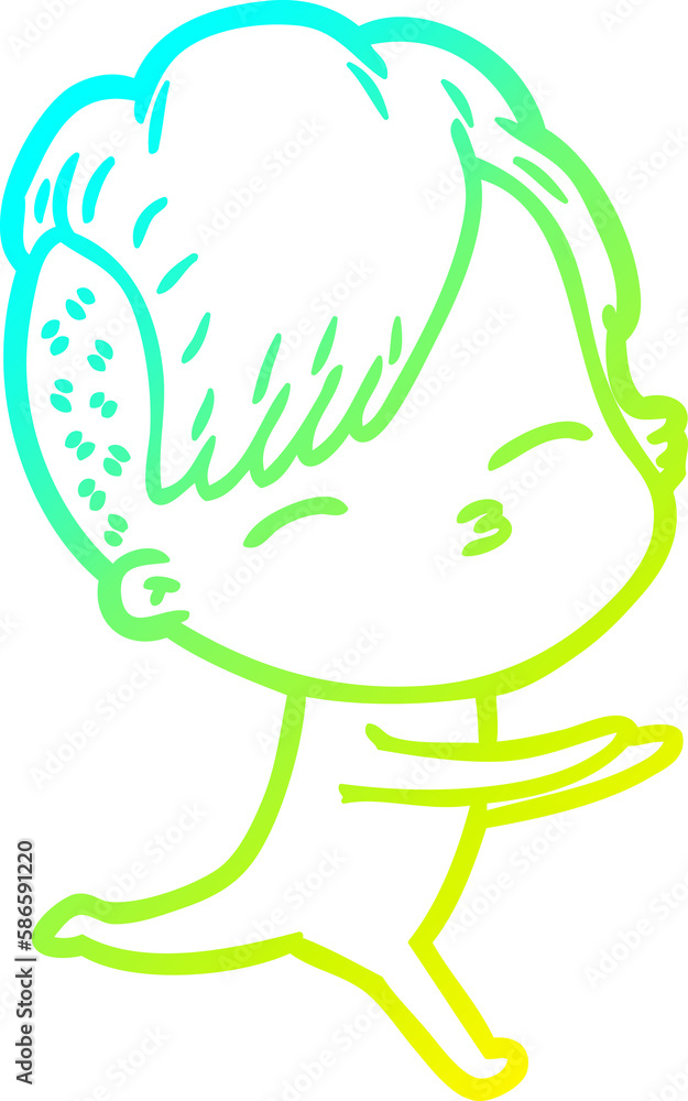 cold gradient line drawing cartoon girl in onesie cold gradient line drawing cartoon girl in onesie