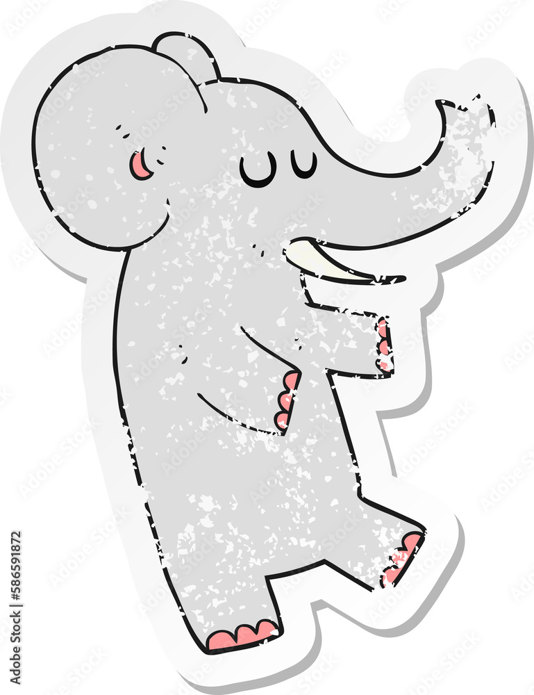 Fototapeta premium retro distressed sticker of a cartoon dancing elephant