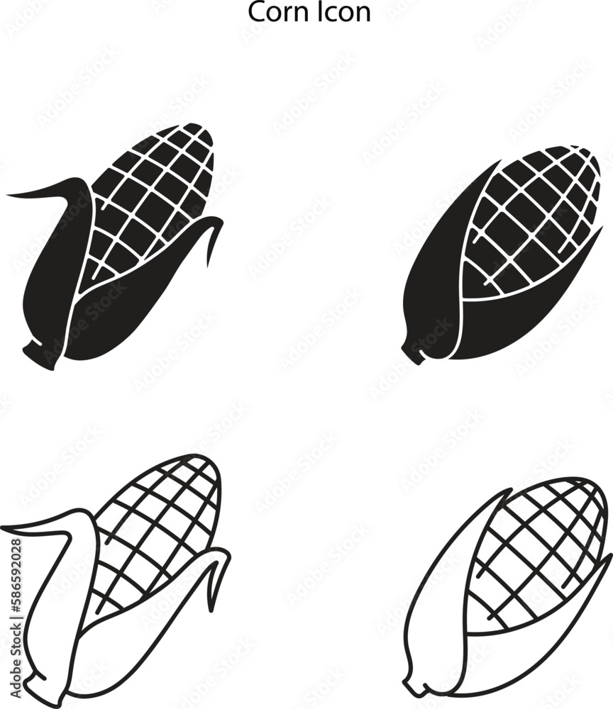 outline Corn icon isolated on white background. Vector icon of corn design. outline Corn icon isolated on white background. Vector icon of corn design.