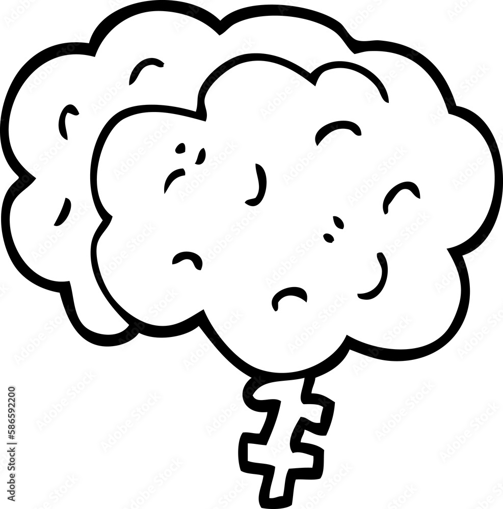 line drawing cartoon brain line drawing cartoon brain