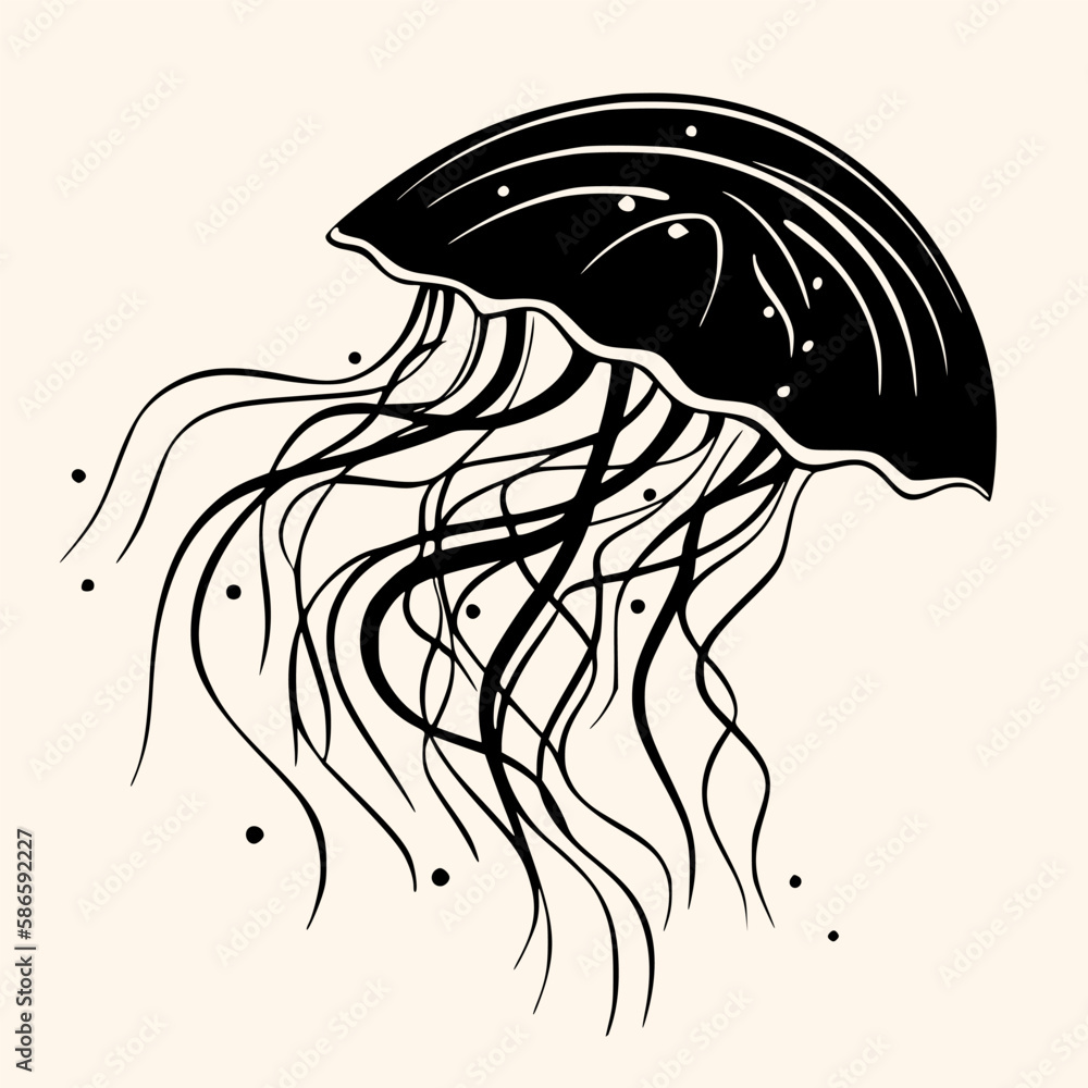 Jellyfish vector for logo or icon, drawing Elegant minimalist style,abstract style Illustration Jellyfish vector for logo or icon, drawing Elegant minimalist style,abstract style Illustration