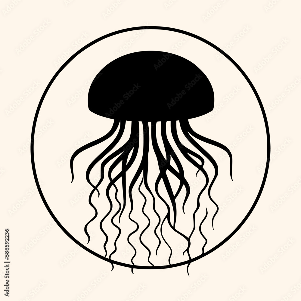 Jellyfish vector for logo or icon, drawing Elegant minimalist style,abstract style Illustration Jellyfish vector for logo or icon, drawing Elegant minimalist style,abstract style Illustration