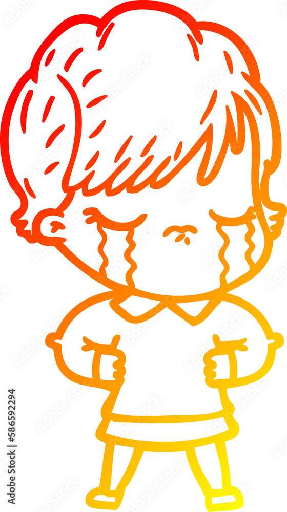 warm gradient line drawing cartoon woman crying warm gradient line drawing cartoon woman crying