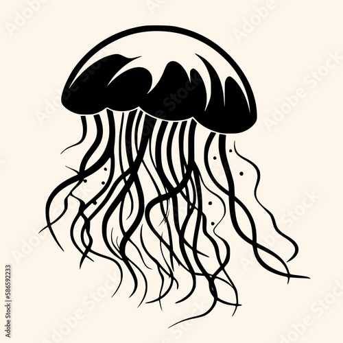 Jellyfish vector for logo or icon, drawing Elegant minimalist style,abstract style Illustration	