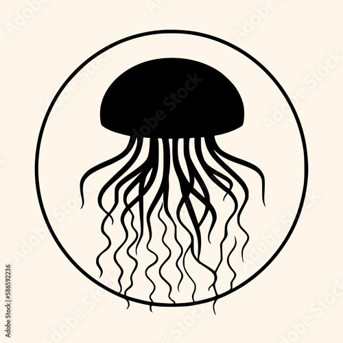 Jellyfish vector for logo or icon, drawing Elegant minimalist style,abstract style Illustration	