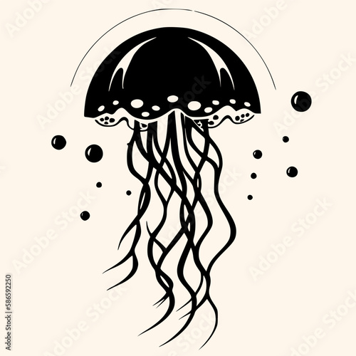 Jellyfish vector for logo or icon, drawing Elegant minimalist style,abstract style Illustration	