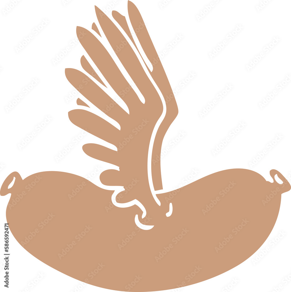 flat color illustration cartoon flying sausage flat color illustration cartoon flying sausage