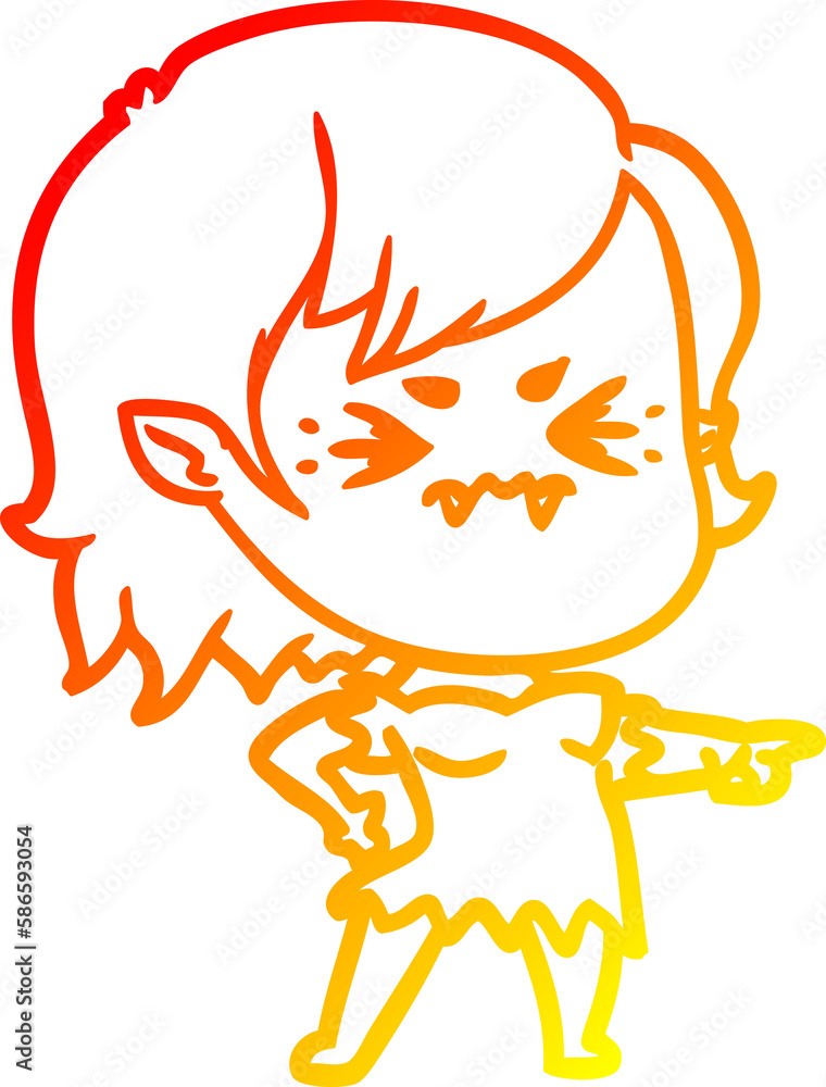 warm gradient line drawing annoyed cartoon vampire girl warm gradient line drawing annoyed cartoon vampire girl
