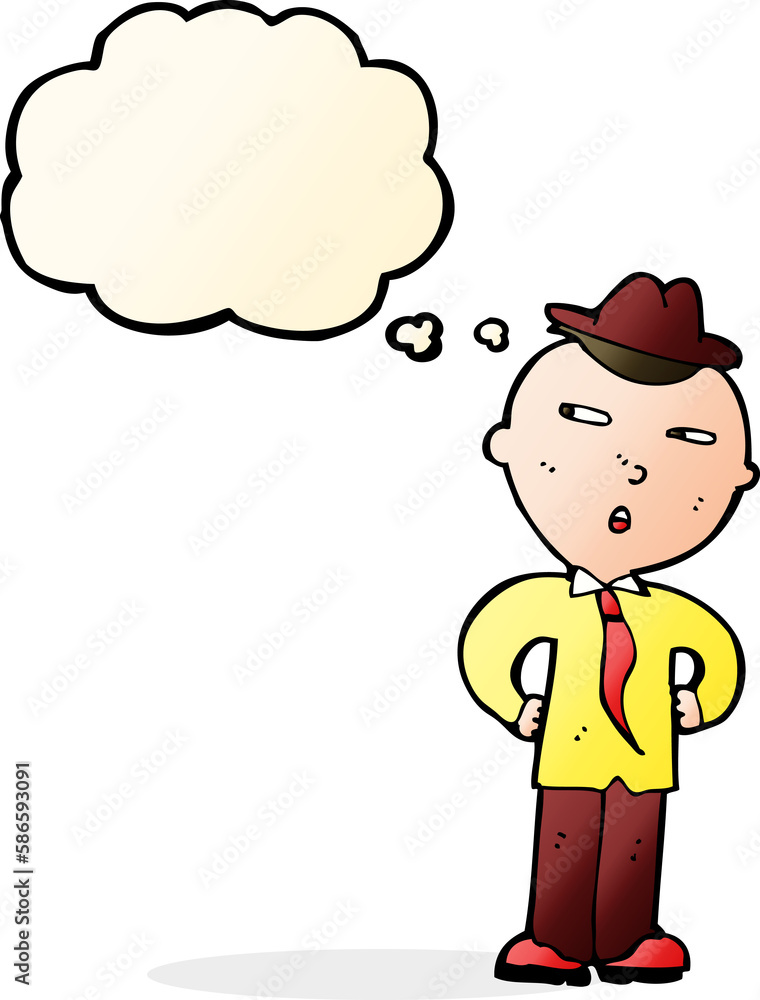 cartoon man wearing hat with thought bubble cartoon man wearing hat with thought bubble