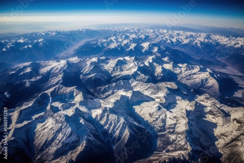 Aerial View of Breathtaking Snow-Capped Mountain Range