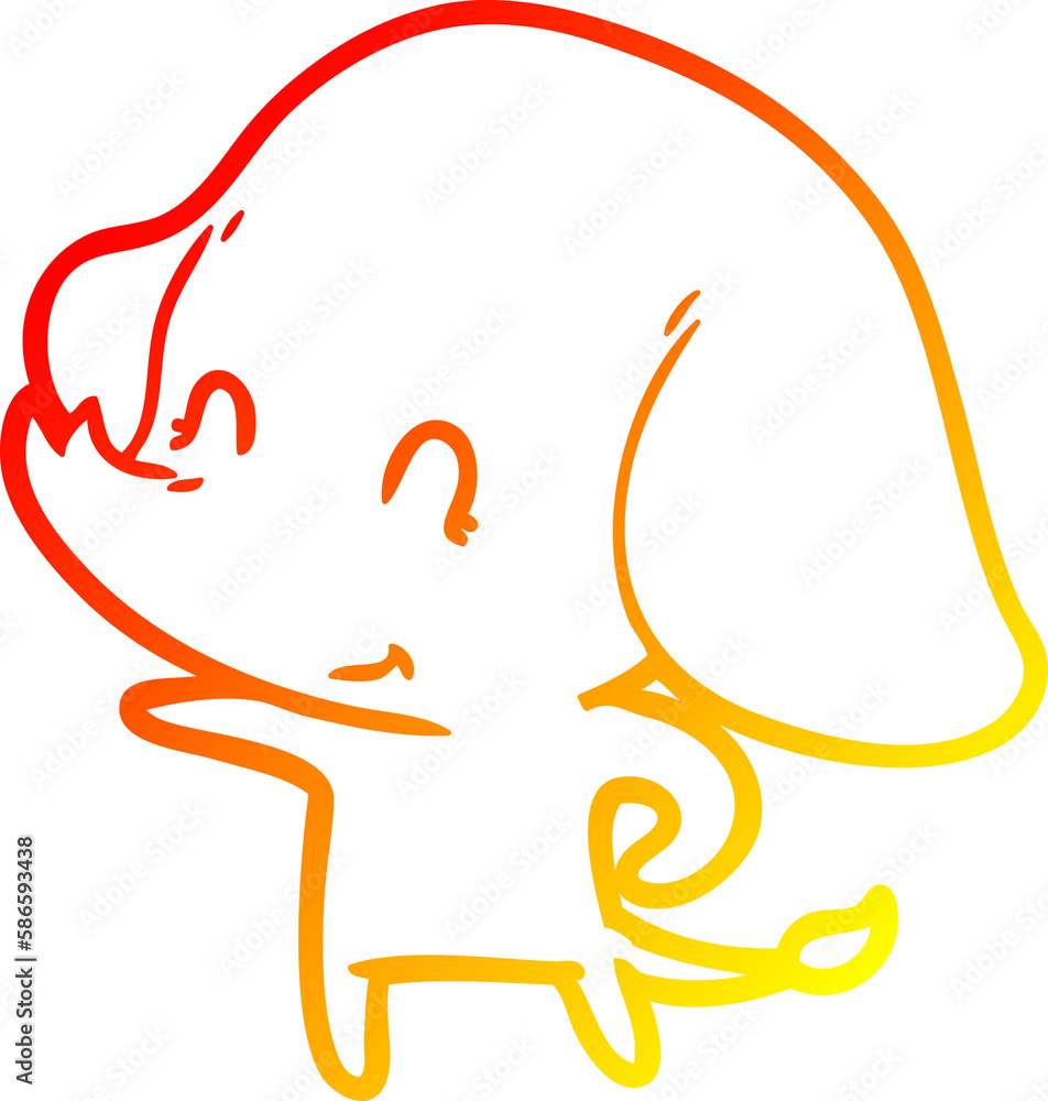 Obraz premium warm gradient line drawing cute cartoon elephant