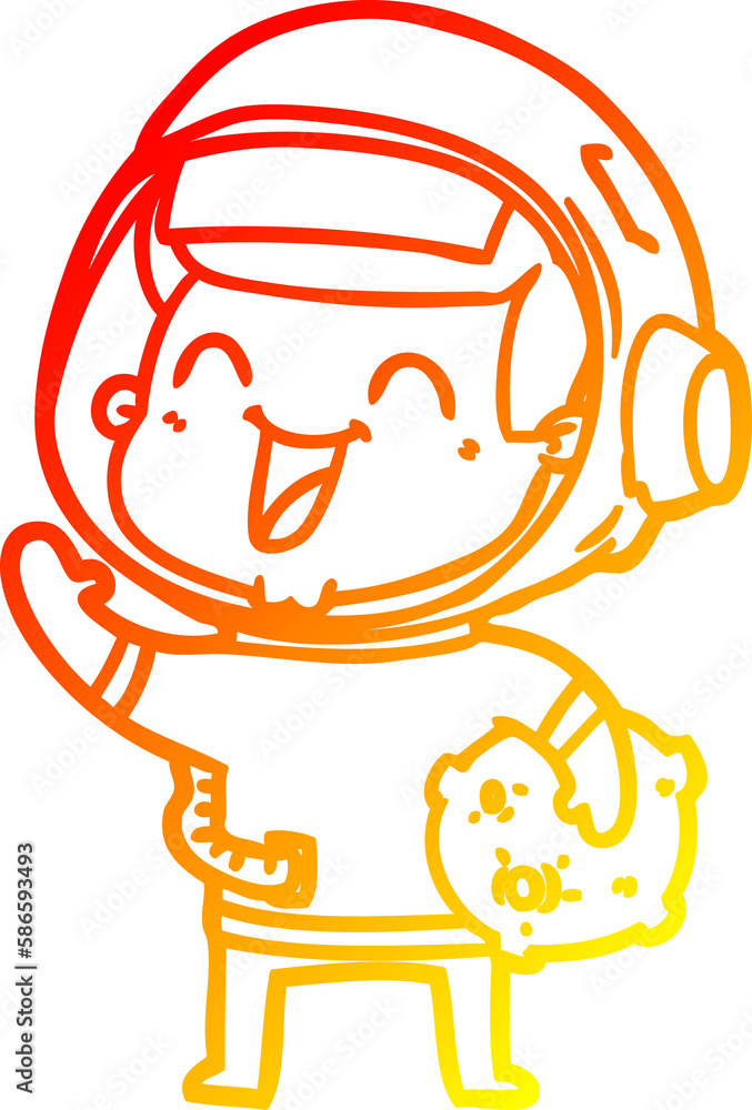 warm gradient line drawing happy cartoon astronaut warm gradient line drawing happy cartoon astronaut
