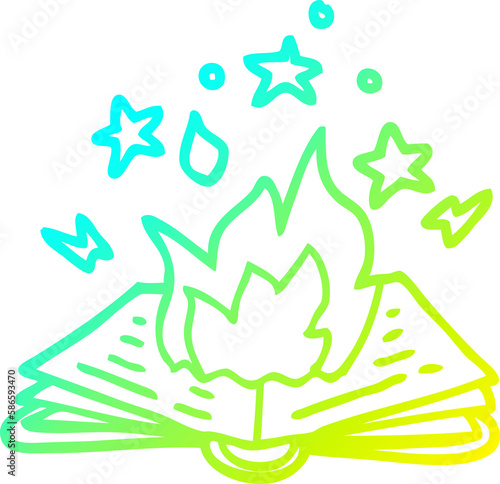 cold gradient line drawing cartoon spell book