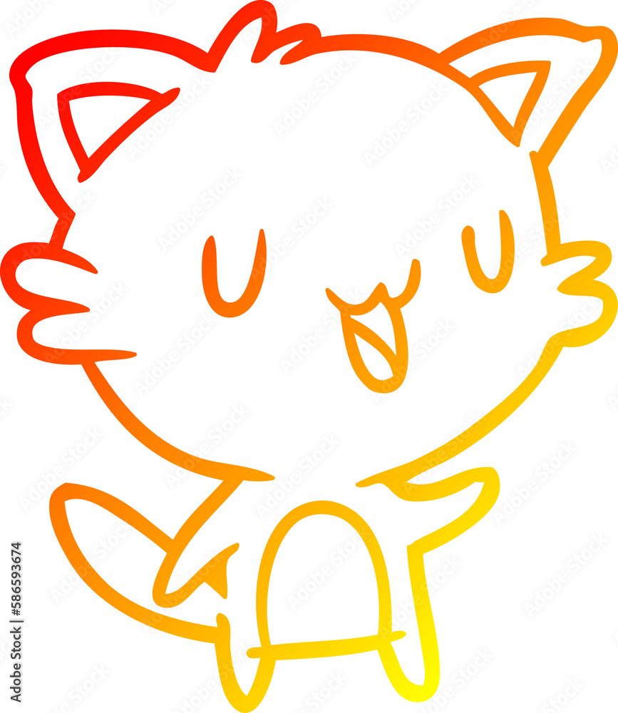 warm gradient line drawing happy cat warm gradient line drawing happy cat