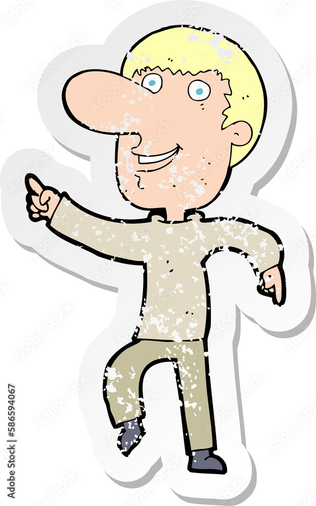 retro distressed sticker of a cartoon happy man dancing retro distressed sticker of a cartoon happy man dancing