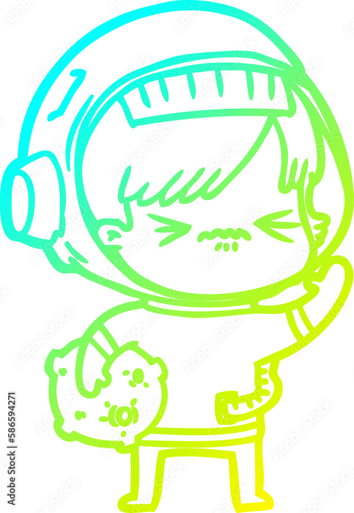 cold gradient line drawing cartoon astronaut woman cold gradient line drawing cartoon astronaut woman