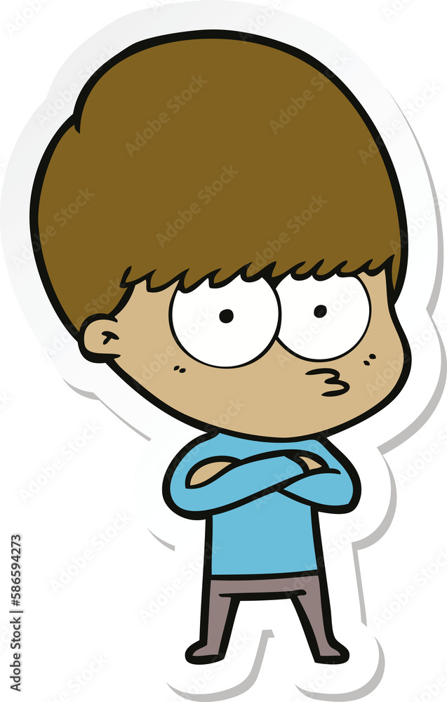 sticker of a nervous cartoon boy sticker of a nervous cartoon boy
