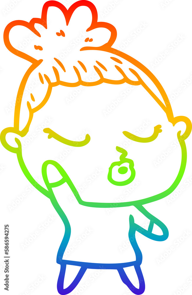 rainbow gradient line drawing cartoon calm woman rainbow gradient line drawing cartoon calm woman