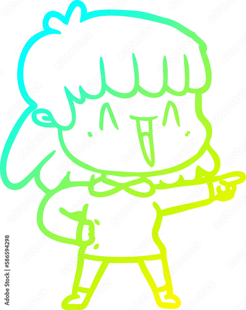 cold gradient line drawing cartoon happy girl cold gradient line drawing cartoon happy girl