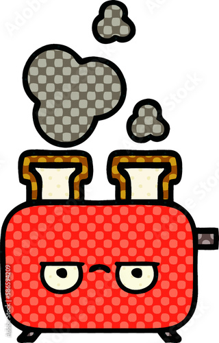 comic book style cartoon of a toaster