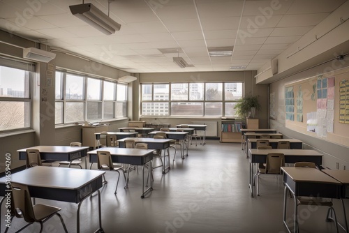 empty high school Classroom  AI Generated
