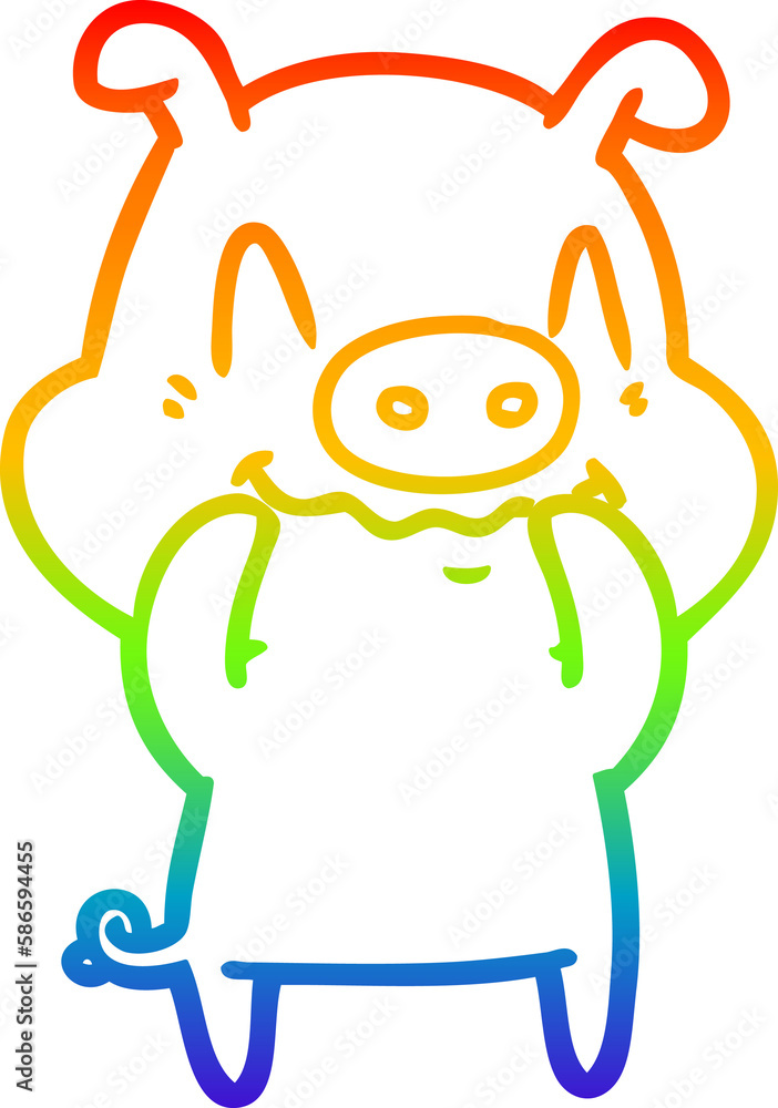 rainbow gradient line drawing nervous cartoon pig rainbow gradient line drawing nervous cartoon pig