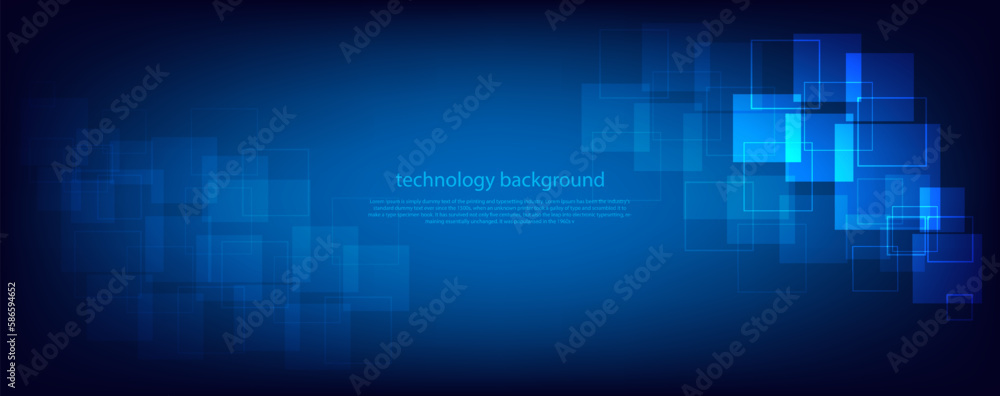 Abstract technology futuristic digital graphic concept square pattern with lighting glowing particles rectangle elements on blue background. Vector illustration. Abstract technology futuristic digital graphic concept square pattern with lighting glowing particles rectangle elements on blue background. Vector illustration.