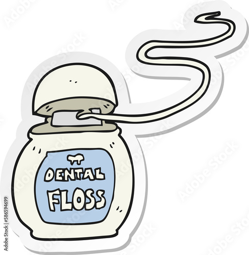 sticker of a cartoon dental floss