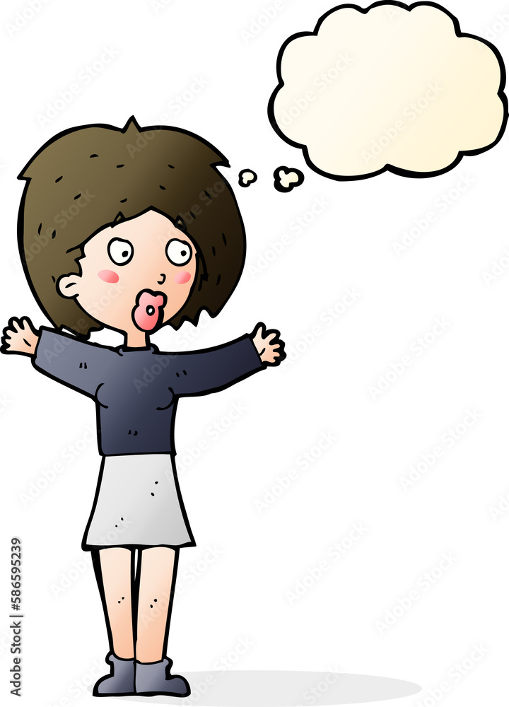 cartoon worried woman with thought bubble cartoon worried woman with thought bubble