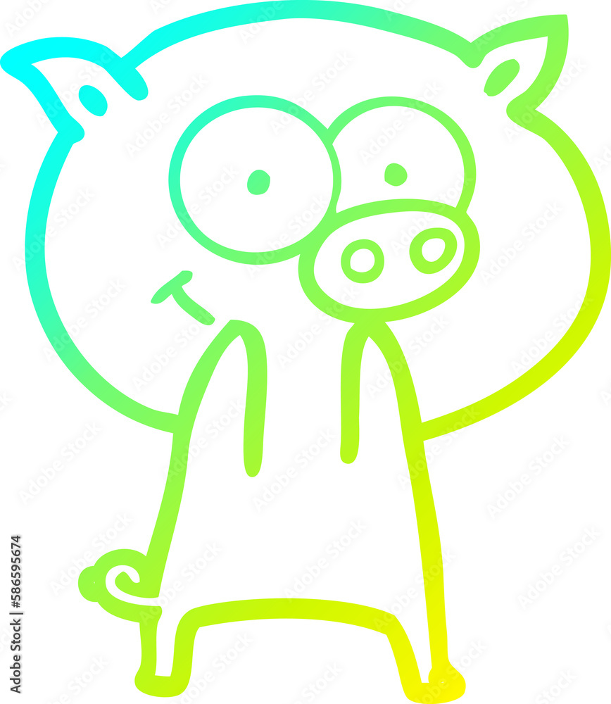 cold gradient line drawing cheerful pig cartoon cold gradient line drawing cheerful pig cartoon