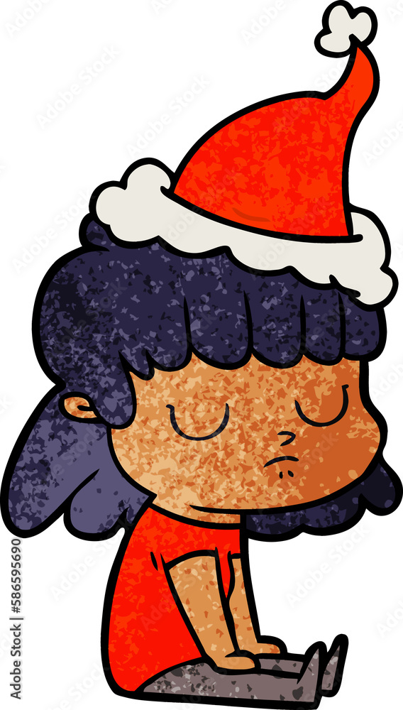 textured cartoon of a indifferent woman wearing santa hat textured cartoon of a indifferent woman wearing santa hat