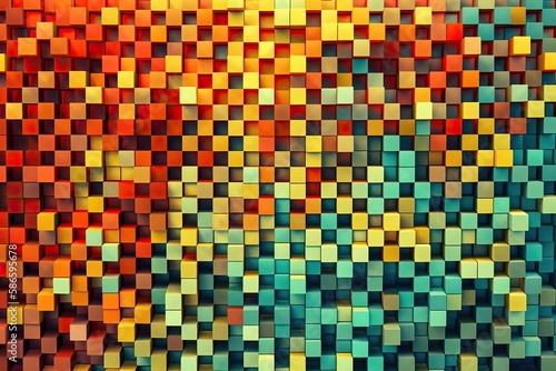 colorful abstract background composed of squares. Generative AI