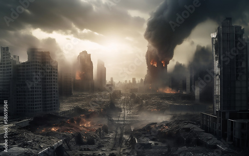 Apocalypse. In this thought-provoking image, we witness the transformation of urban landscapes due to anomaly weather conditions, underscoring the urgency of climate awareness and action.