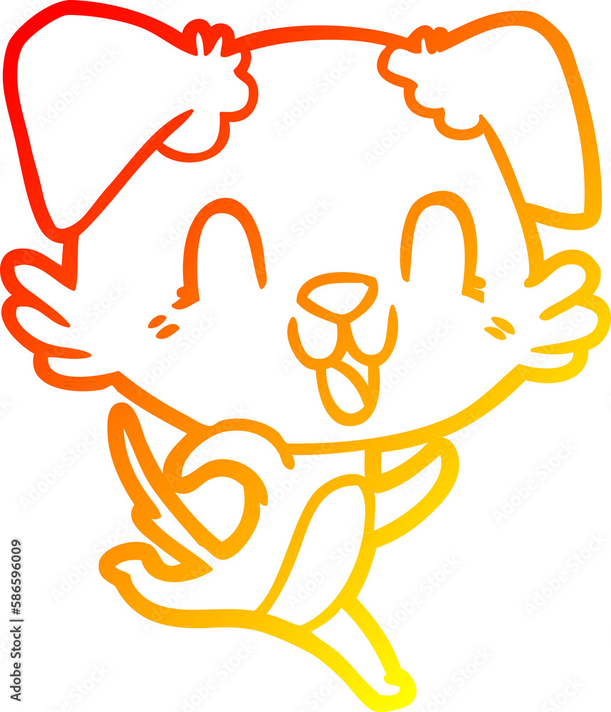 warm gradient line drawing laughing cartoon dog warm gradient line drawing laughing cartoon dog