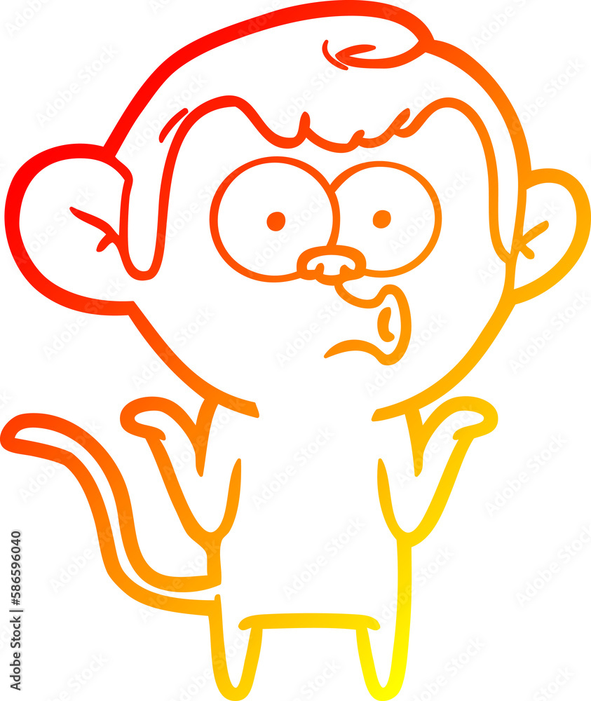 warm gradient line drawing cartoon confused monkey warm gradient line drawing cartoon confused monkey