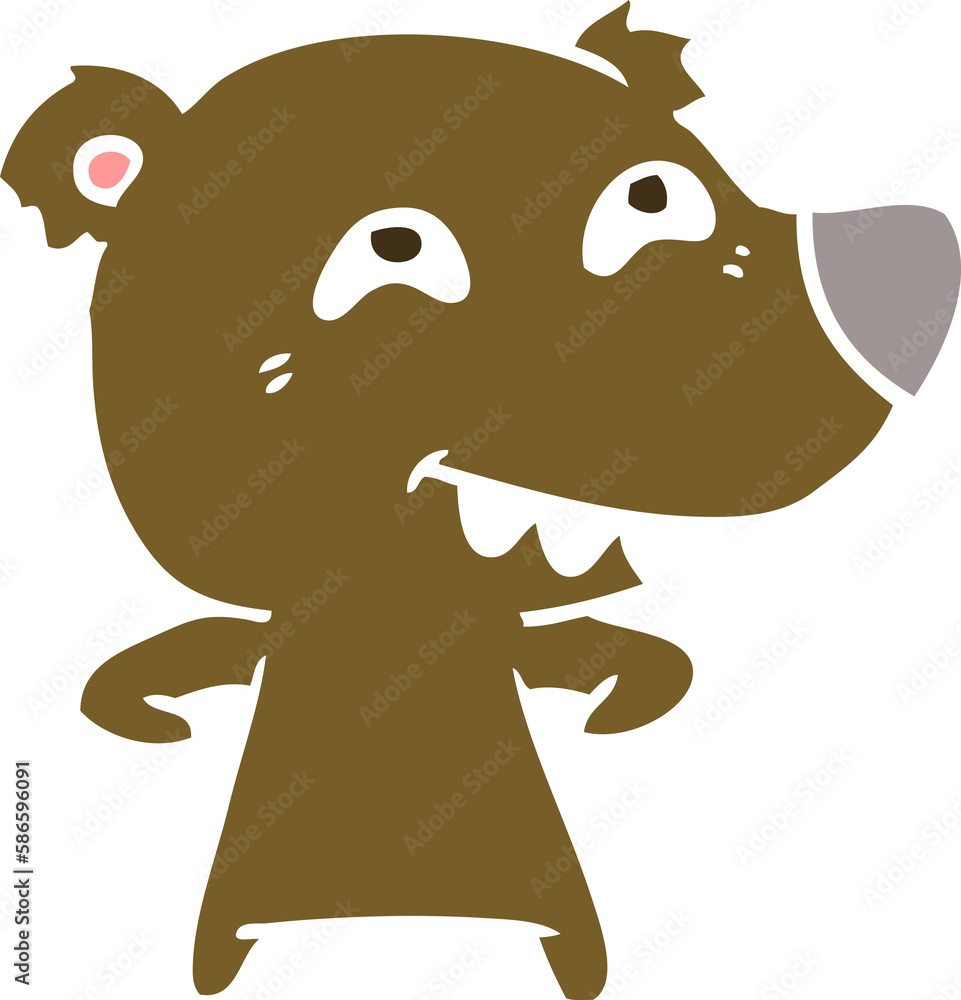 Fototapeta premium flat color style cartoon bear showing teeth