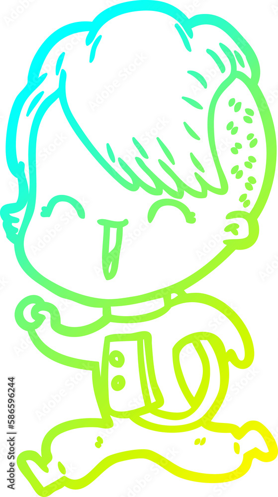 cold gradient line drawing cartoon happy hipster girl wearing space suit cold gradient line drawing cartoon happy hipster girl wearing space suit