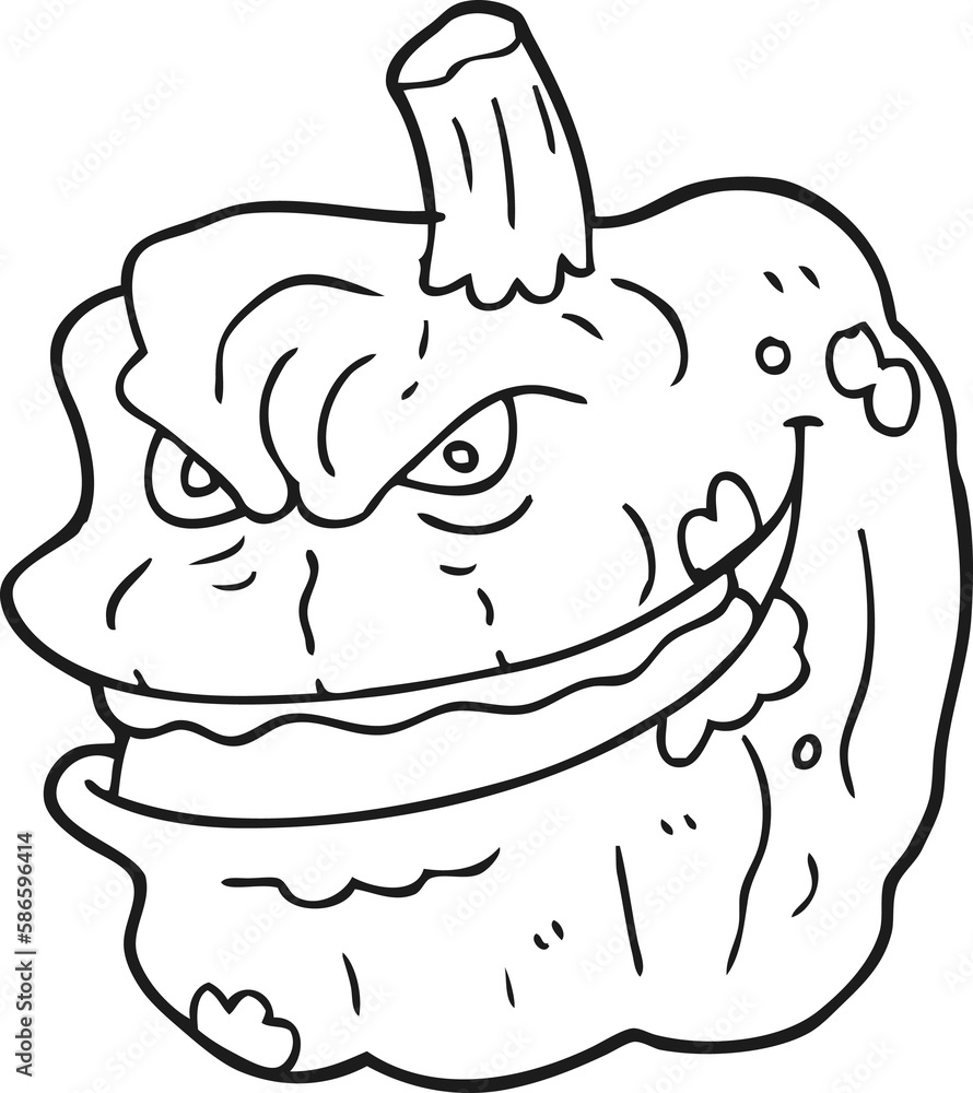 black and white cartoon spooky pumpkin black and white cartoon spooky pumpkin