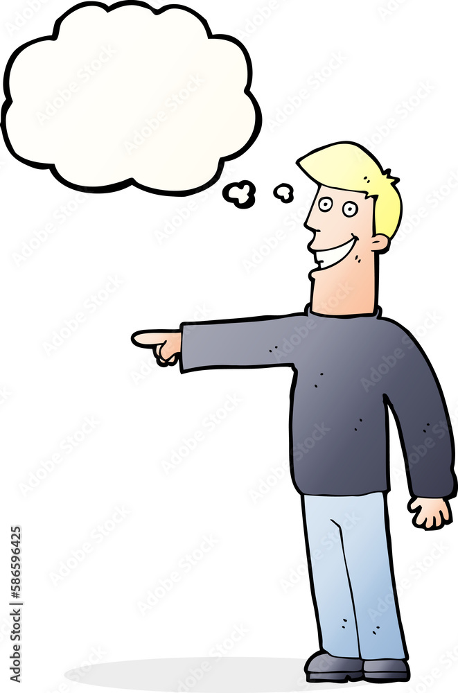 cartoon pointing man with thought bubble cartoon pointing man with thought bubble