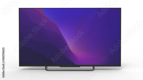 Smart tv front view with shadow 3d render