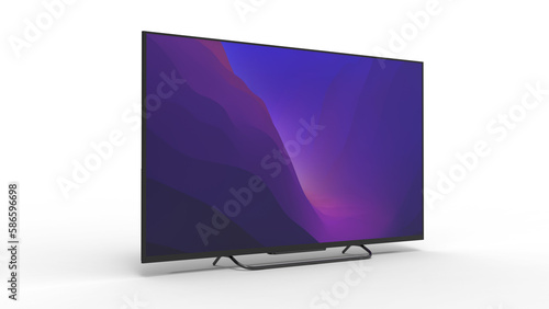 Smart tv angle view with shadow 3d render