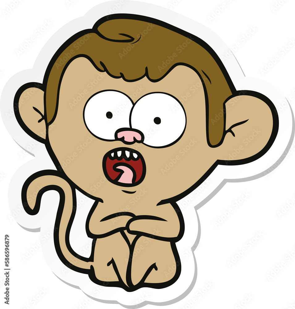 sticker of a cartoon shocked monkey sticker of a cartoon shocked monkey