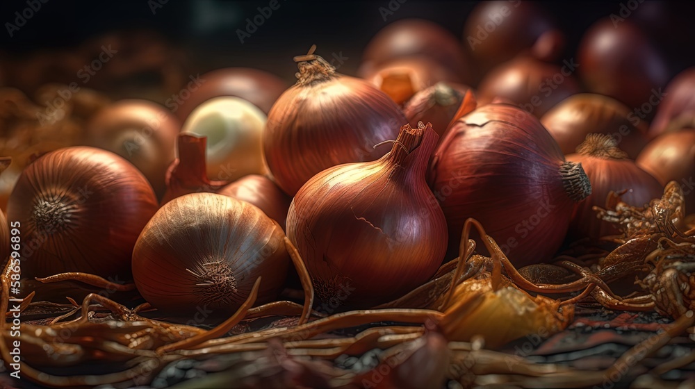 Beautiful organic background made of freshly picked onion. Generative AI. Beautiful organic background made of freshly picked onion. Generative AI.