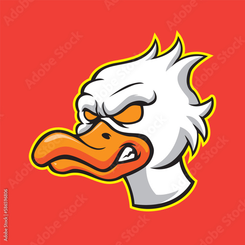 Angry duck face head mascot