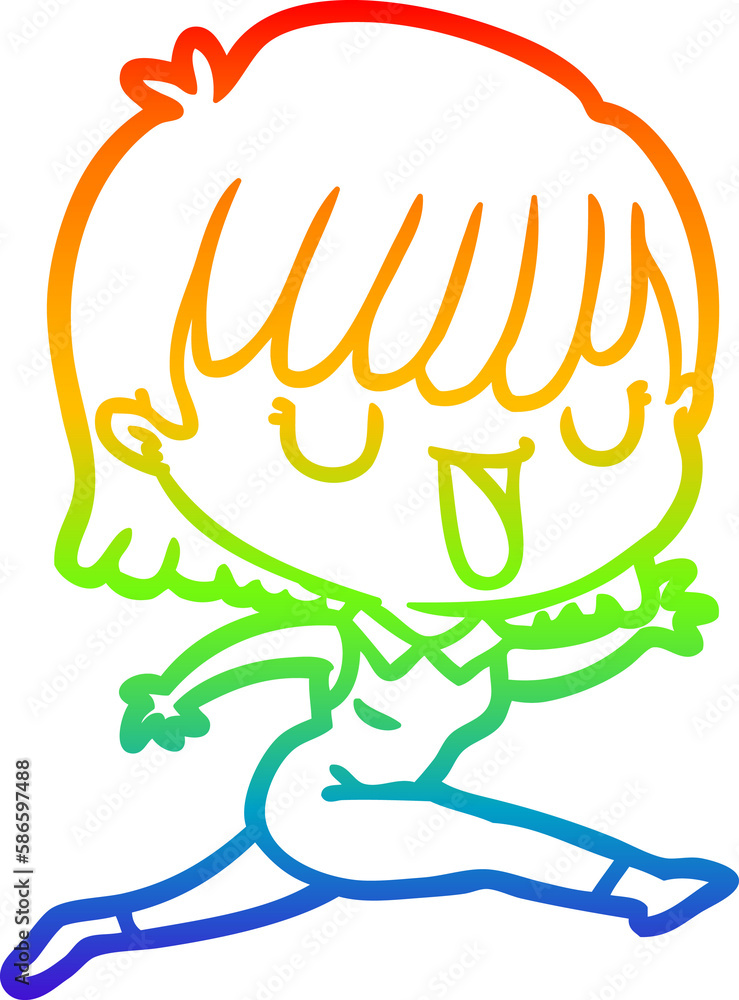 rainbow gradient line drawing cartoon woman rainbow gradient line drawing cartoon woman