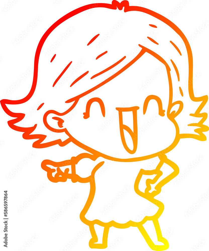 warm gradient line drawing cartoon happy woman warm gradient line drawing cartoon happy woman